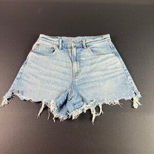 American Eagle Short Women 27* 90s Boyfriend High Rise Blue Cut Off  Jorts Tag 4